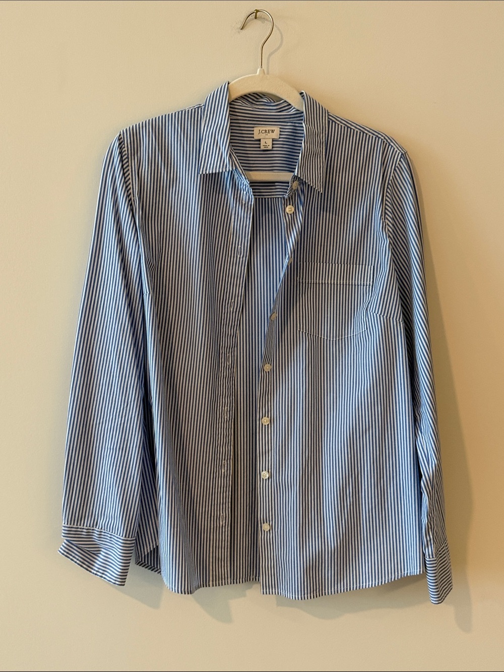 J. Crew Blue and White Pinstripe Button-Down Shirt